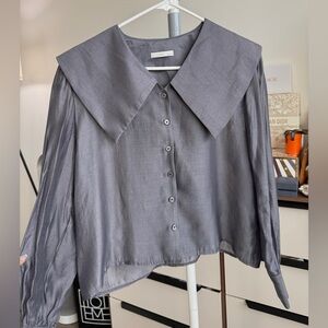 Sheer gray collar blouse 🩶